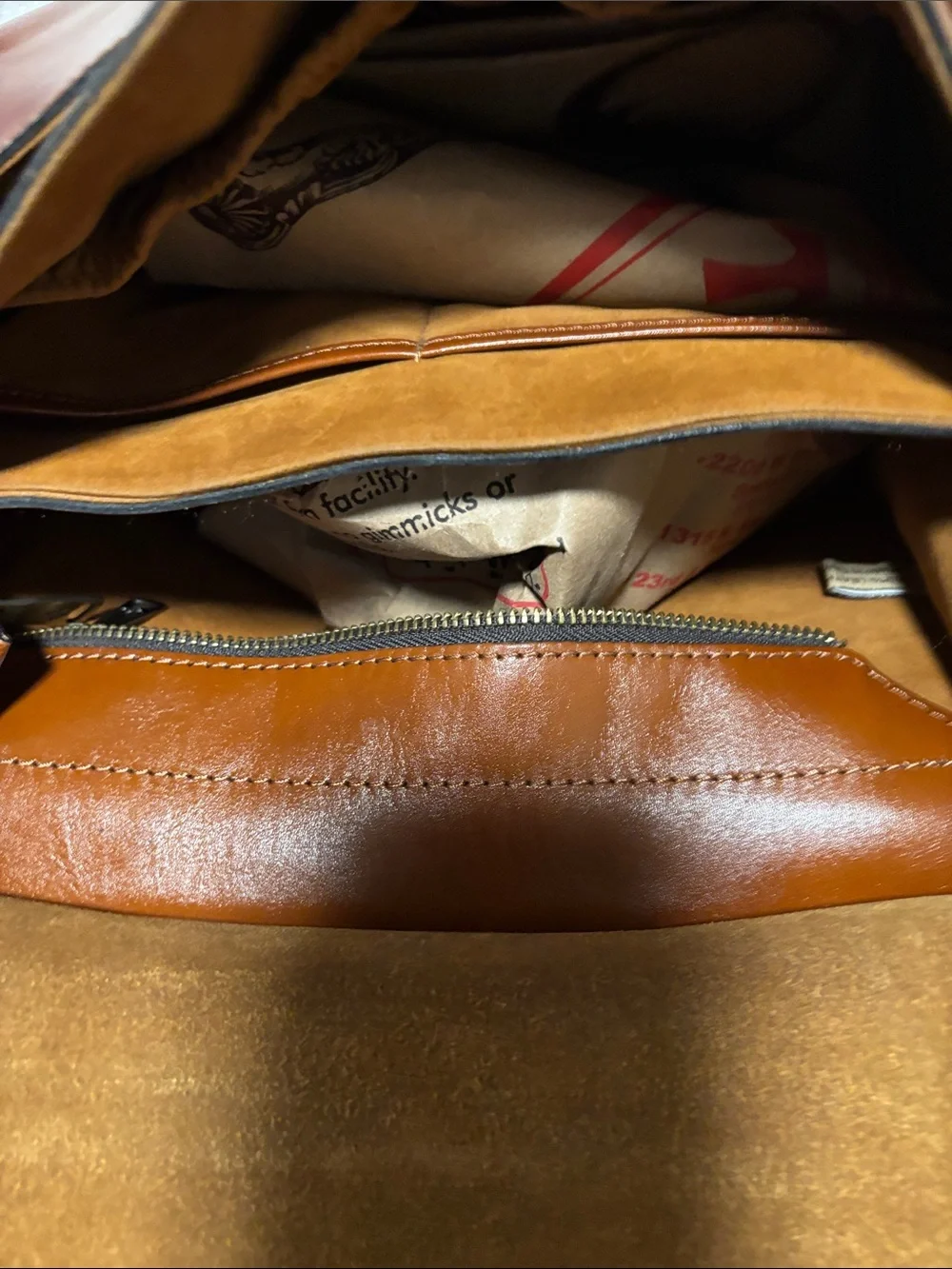 Patricia Nash Cog Brown Leather shoulder /crossbody Suede Interior bag- unisex